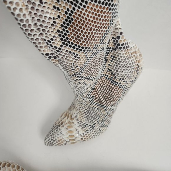 Fashion Nova High Voltage Snakeskin Boots high thigh beige sz 6 - Picture 3 of 9
